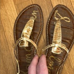 Sam Edelman Brown and Gold Women's Sandals Gigi thong sandals